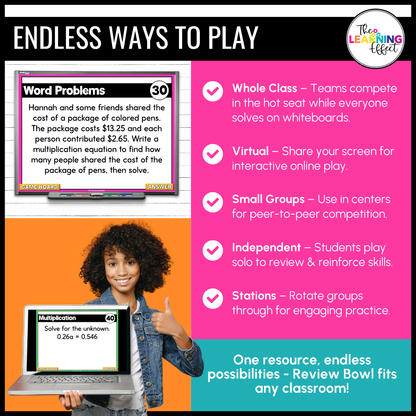 One-Step Equations Game Show | 6th Grade Math Review Test Prep Activity