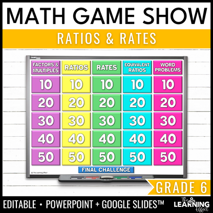 Ratios and Rates Game Show | 6th Grade Math Review Test Prep Activity