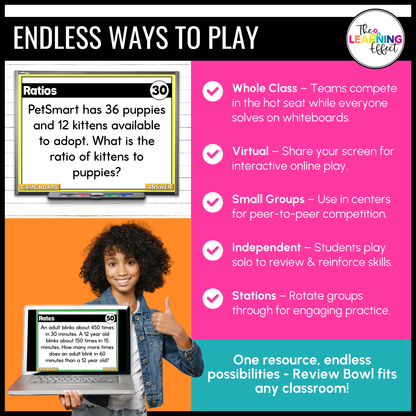 Ratios and Rates Game Show | 6th Grade Math Review Test Prep Activity