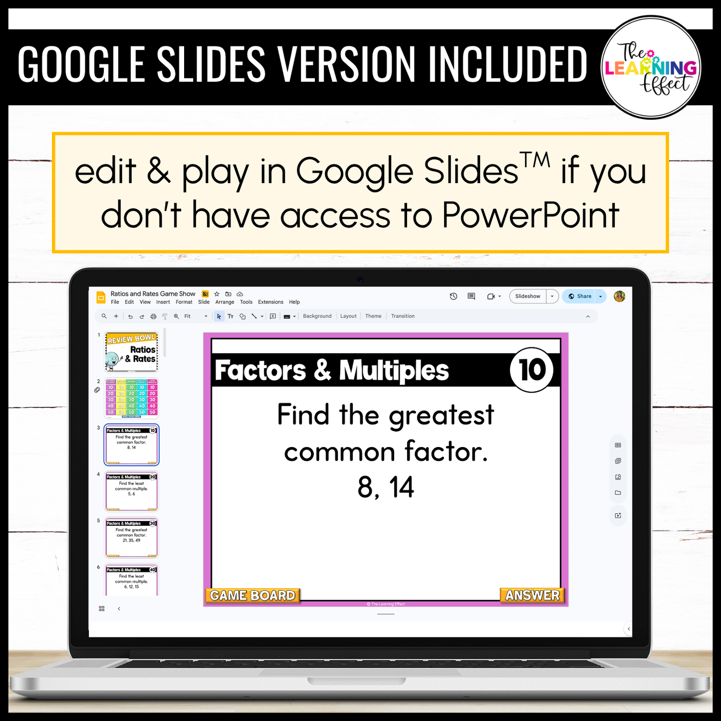 Ratios and Rates Game Show | 6th Grade Math Review Test Prep Activity