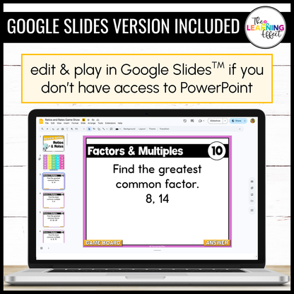 Ratios and Rates Game Show | 6th Grade Math Review Test Prep Activity