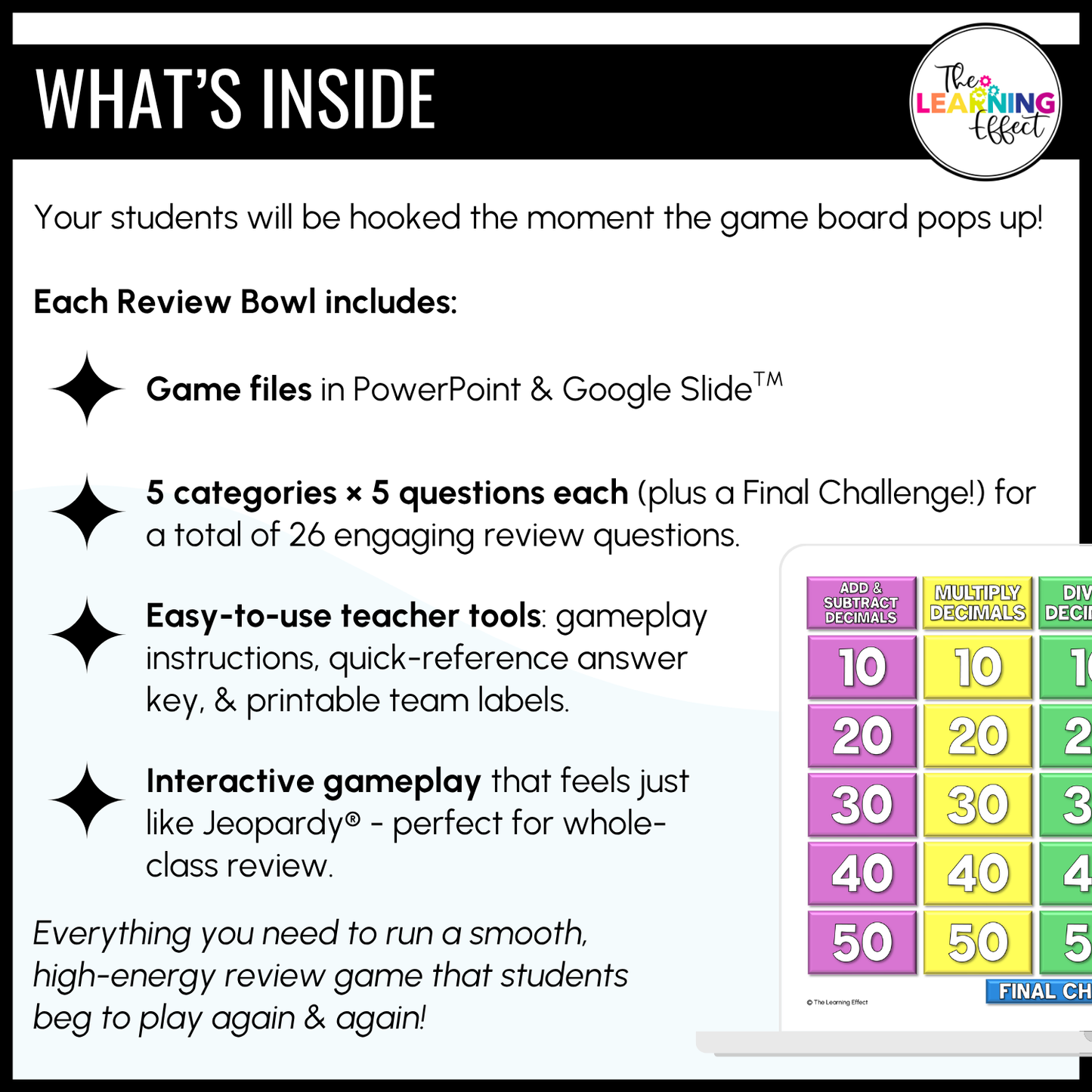 Decimal Operations and Division Game Show | 6th Grade Math Test Prep Activity | FREE