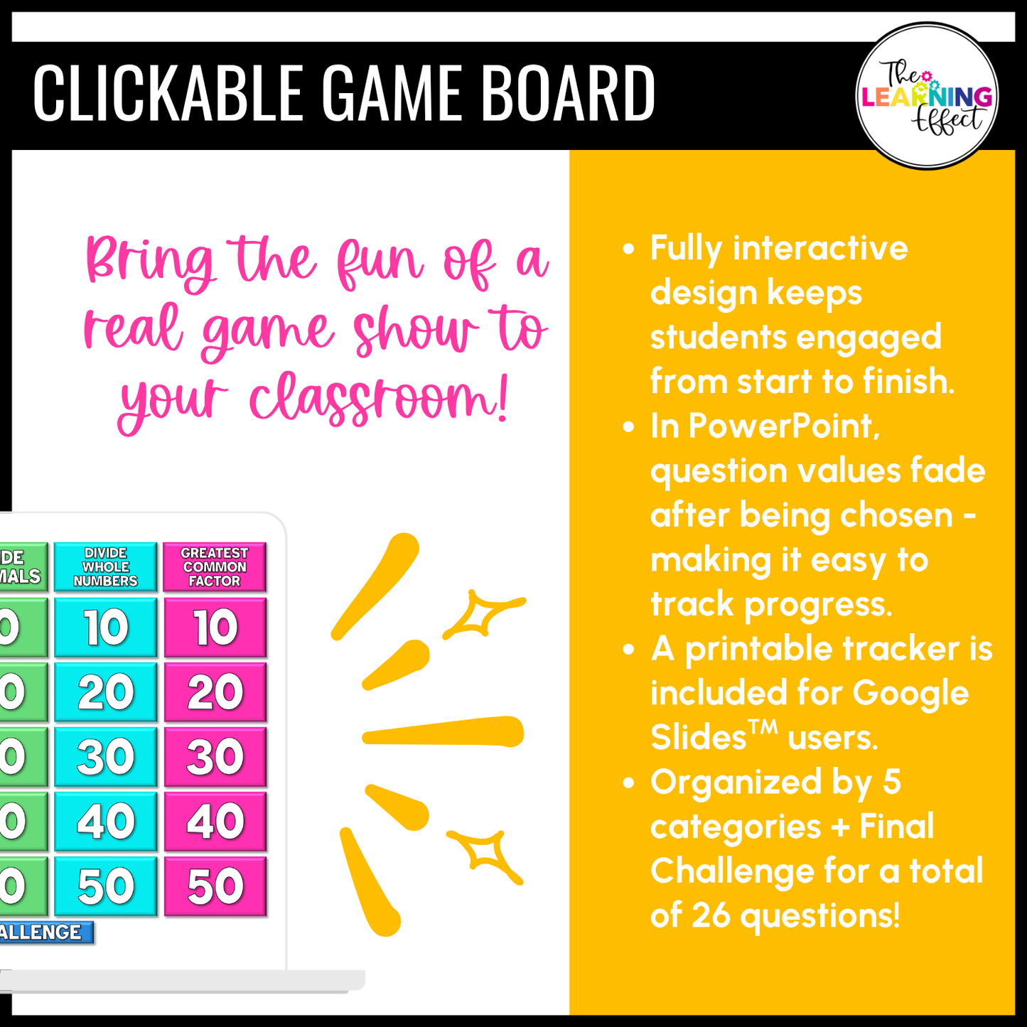 Decimal Operations and Division Game Show | 6th Grade Math Test Prep Activity | FREE