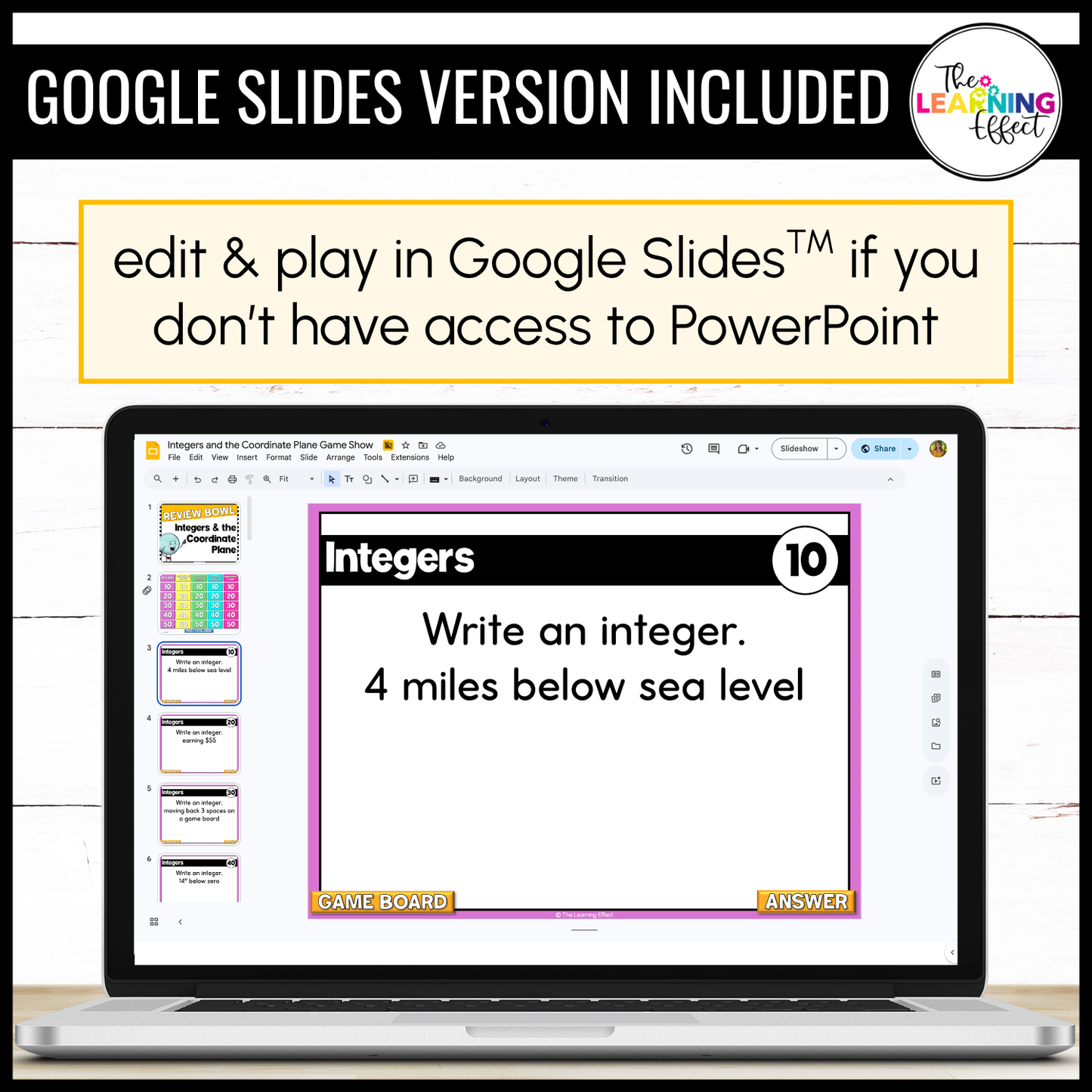 Integers and the Coordinate Plane Game Show | 6th Grade Math Test Prep Activity