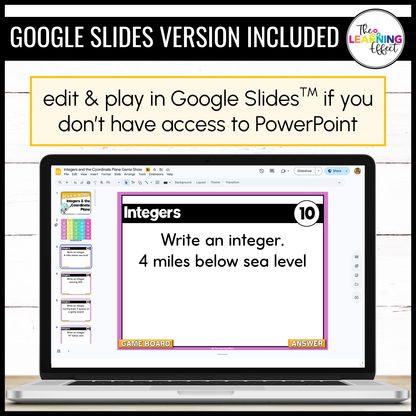 Integers and the Coordinate Plane Game Show | 6th Grade Math Test Prep Activity