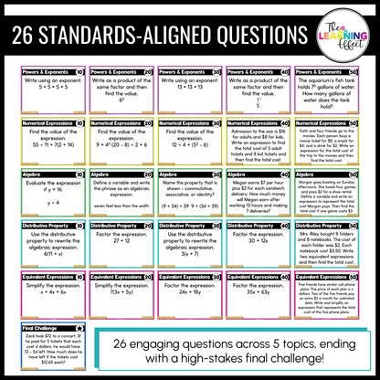 Expressions Game Show | 6th Grade Math Review Test Prep Activity