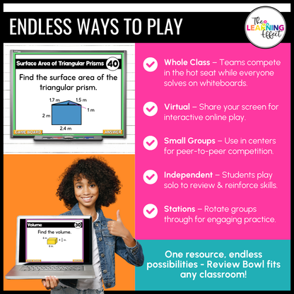 Volume and Surface Area Game Show | 6th Grade Math Review Test Prep Activity