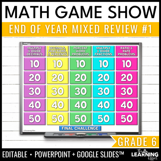 6th Grade Math Spiral Review #1 Game Show | End of Year Test Prep Activity