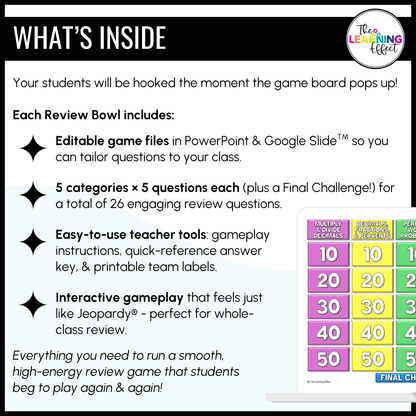 6th Grade Math Spiral Review #1 Game Show | End of Year Test Prep Activity