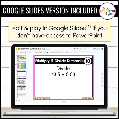 6th Grade Math Spiral Review #1 Game Show | End of Year Test Prep Activity