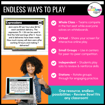 6th Grade Math Spiral Review #2 Game Show | End of Year Test Prep Activity