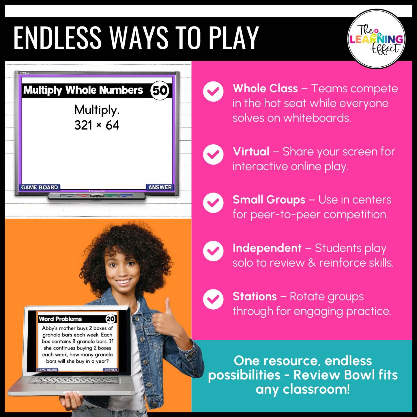 5th Grade Math Spiral Review #1 Game Show | End of Year Test Prep Activity