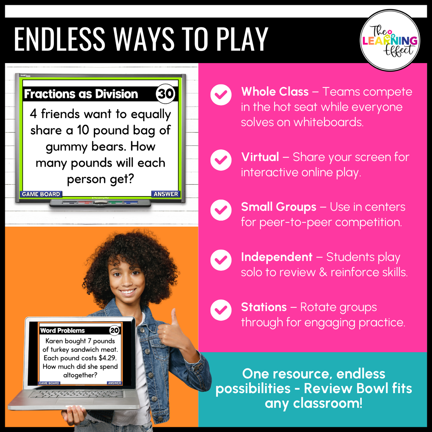 5th Grade Math Spiral Review #2 Game Show | End of Year Test Prep Activity