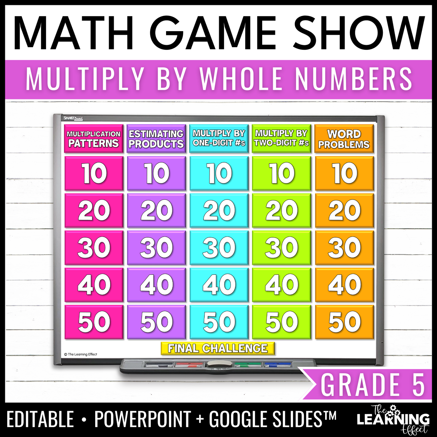 Multiply by Whole Numbers Game Show | 5th Grade Math Multiplication Activity