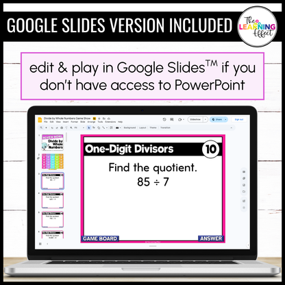 Divide by Whole Numbers Game Show | 5th Grade Math Division Test Prep Activity