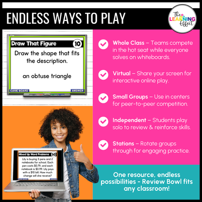 5th Grade Math Game Show BUNDLE | All Standards Test Prep Review Activities