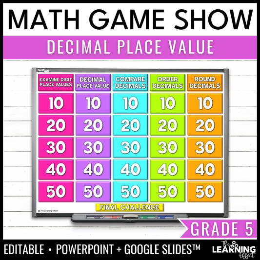 Decimal Place Value Game Show | 5th Grade Math Review Test Prep Activity