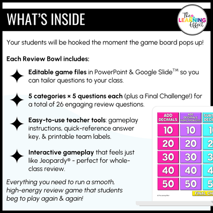 Adding and Subtracting Decimals Game Show | 5th Grade Math Test Prep Activity