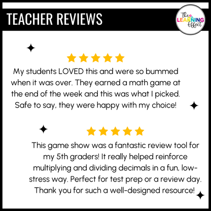 Multiplying and Dividing Decimals Game Show | 5th Grade Math Review Activity