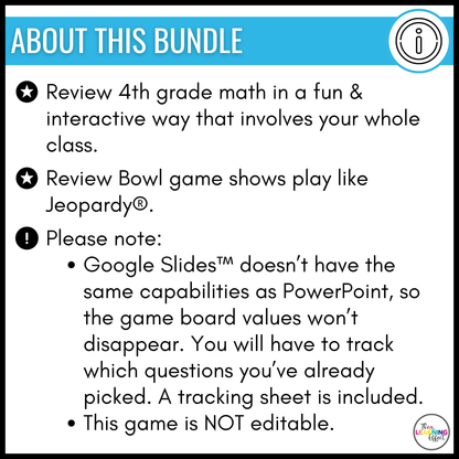 4th Grade Math Game Show BUNDLE | All Standards Test Prep Review Activities