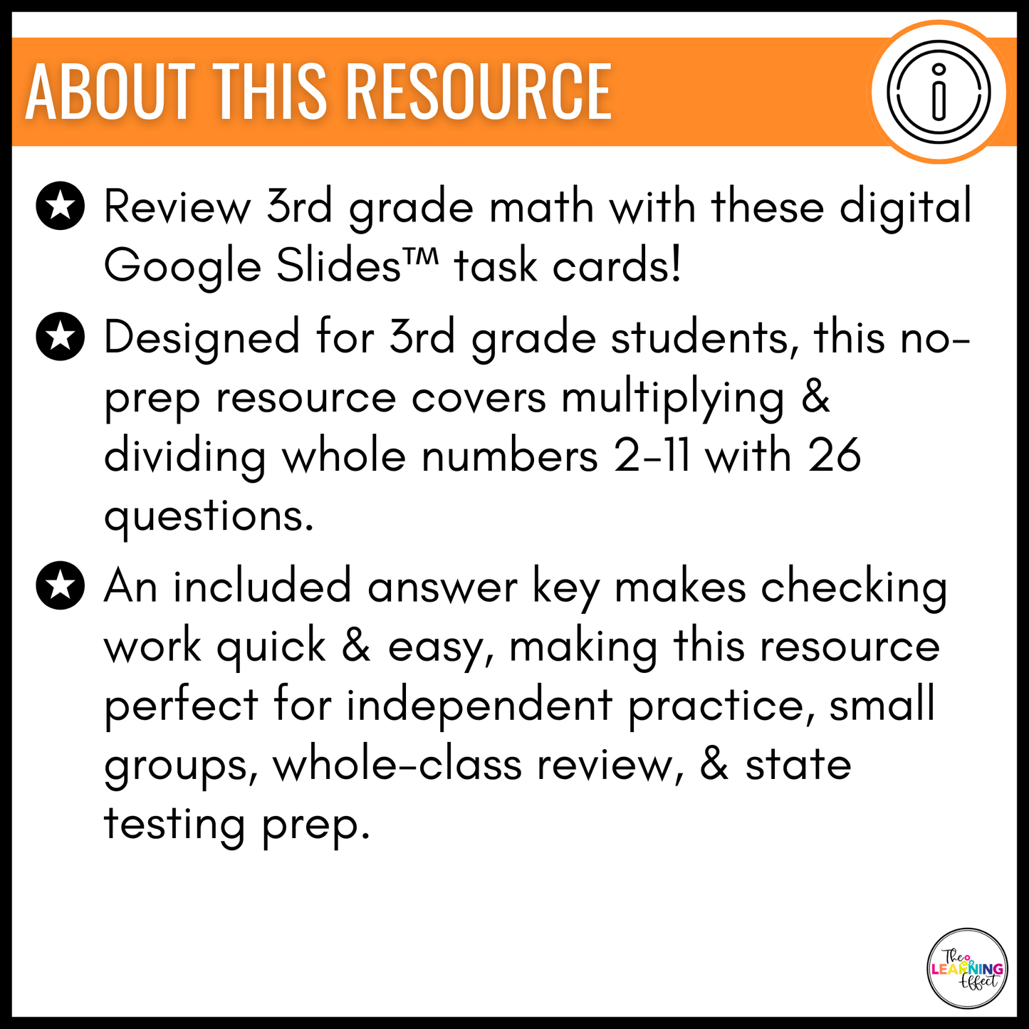 3rd Grade Math Spiral Review #2 Google Slides | Digital Task Cards Test Prep Activity