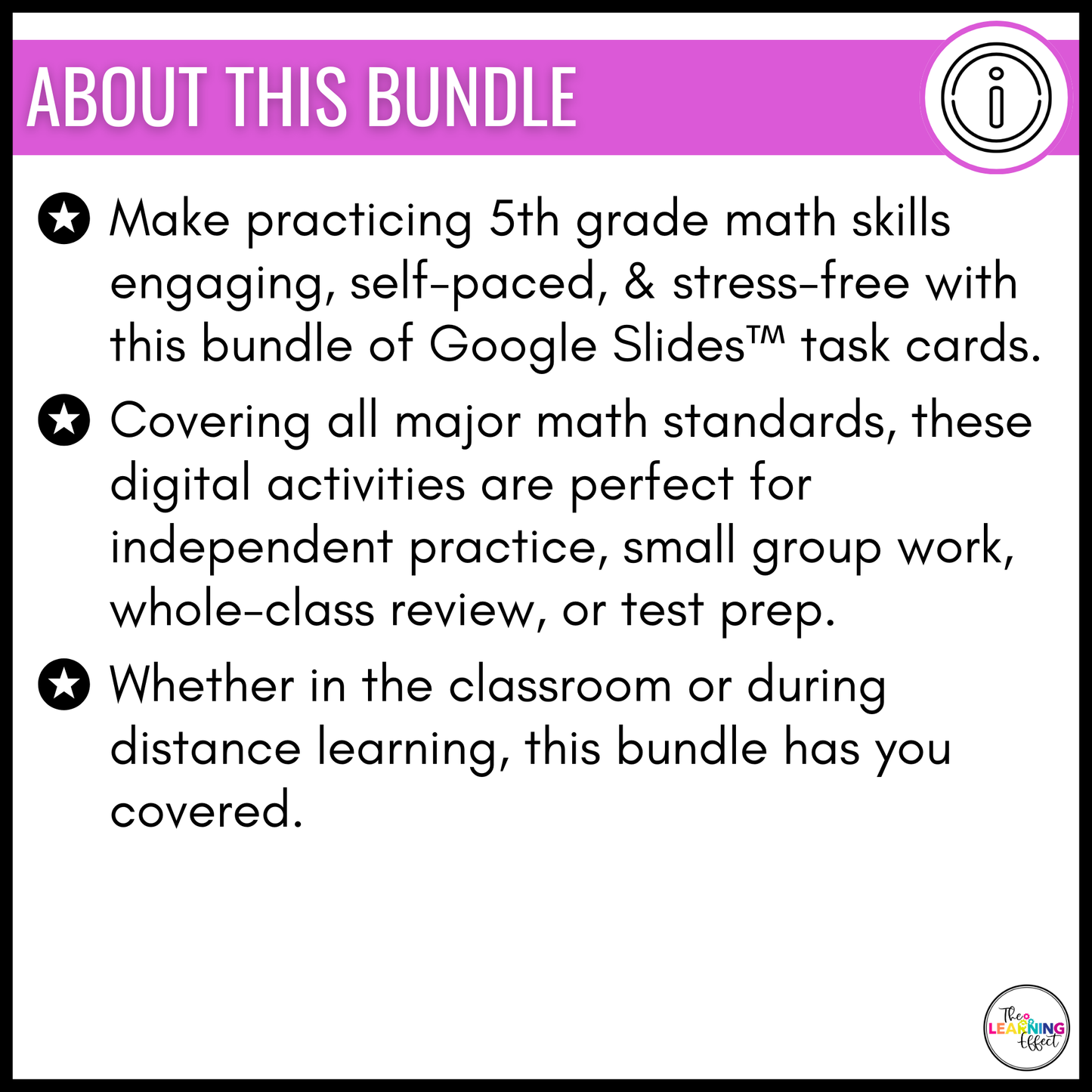 5th Grade Math Google Slides BUNDLE | All Standards Digital Task Cards Activities