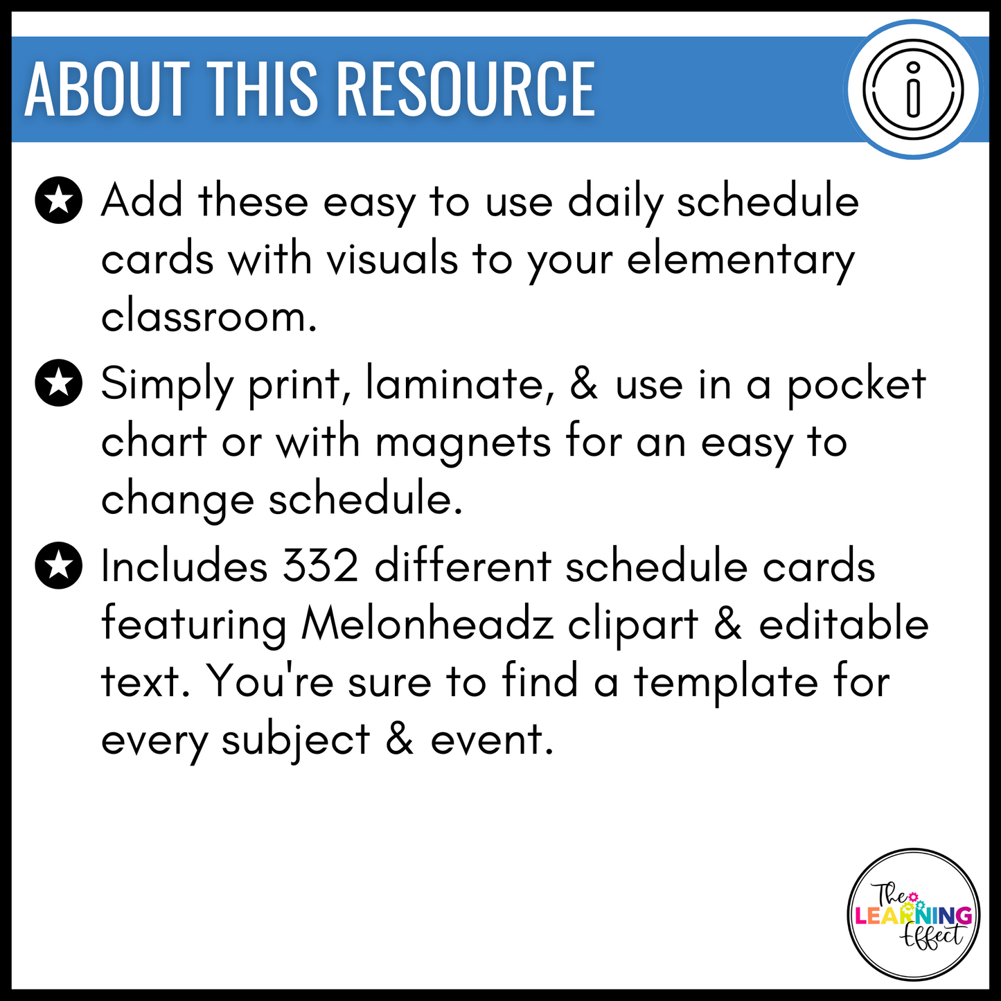 Visual Schedule Cards | Editable Daily Classroom Labels