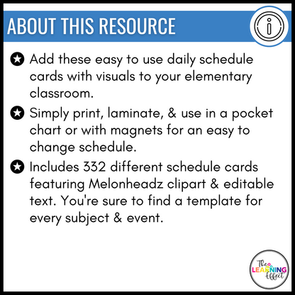 Visual Schedule Cards | Editable Daily Classroom Labels