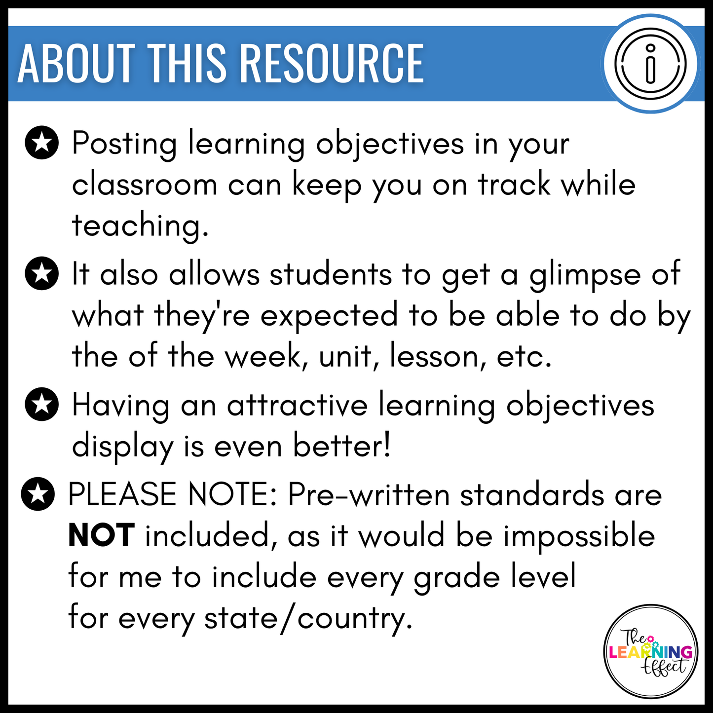 Learning Objectives Display | Editable Learning Targets for Bulletin Board