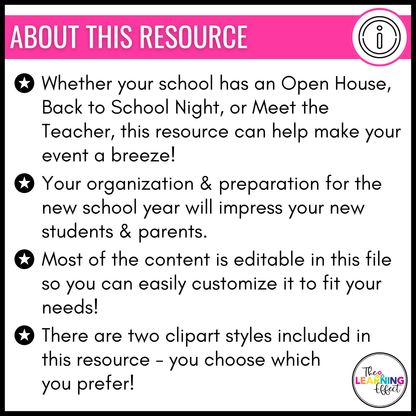Meet the Teacher | Open House | Back to School Night Stations Templates | Editable