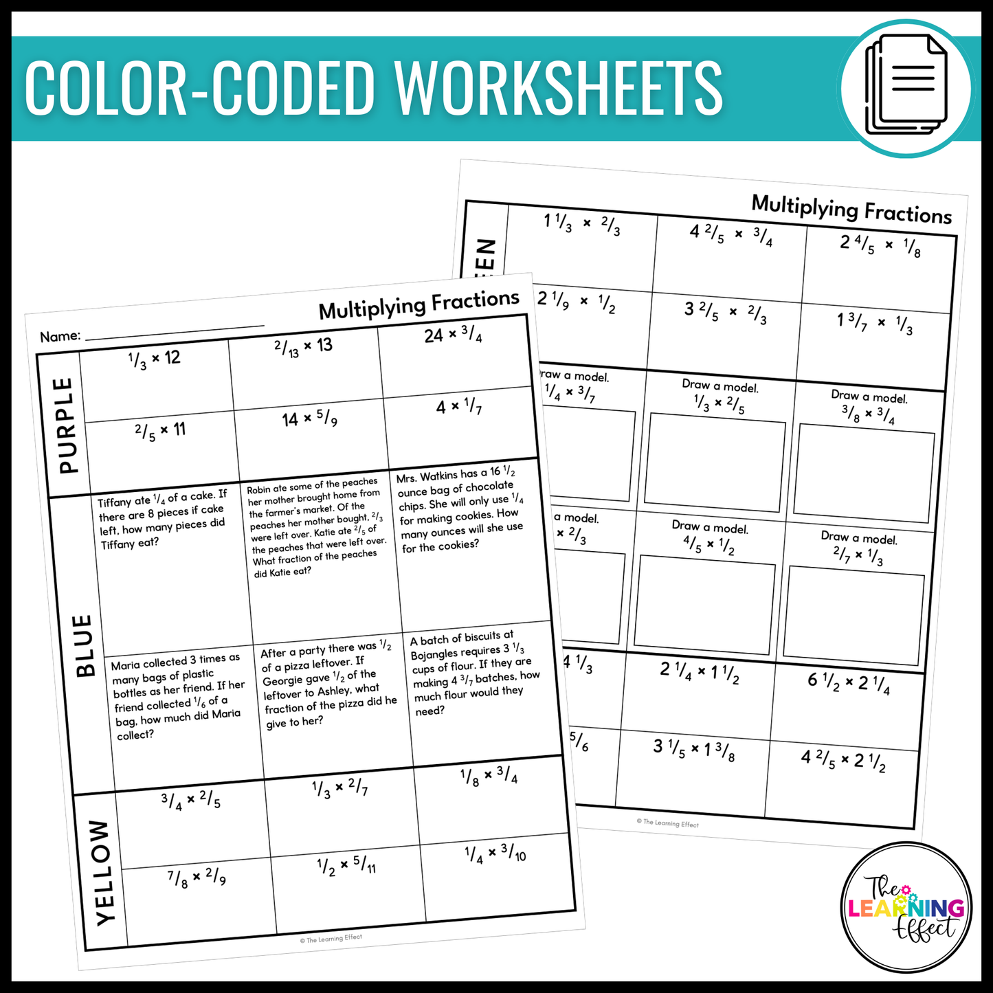 Multiplying Fractions Game | FREE Tumble Blocks Math Review Worksheets Activity