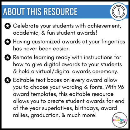 End of the Year Student Awards | Editable Certificate Templates