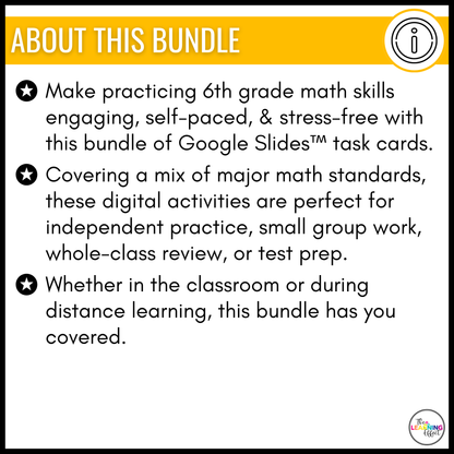 6th Grade Math Spiral Review #1-3 Google Slides BUNDLE | Digital Task Cards Activities