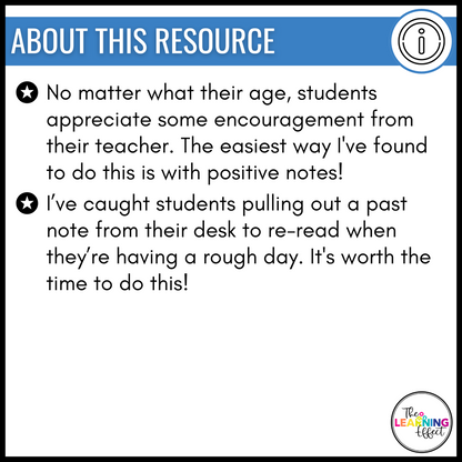 Positive Notes Home for Students | Parent Communication | Growth Mindset