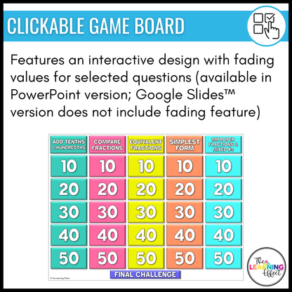 Fractions Game Show | 4th Grade Math Review Test Prep Activity | FREE
