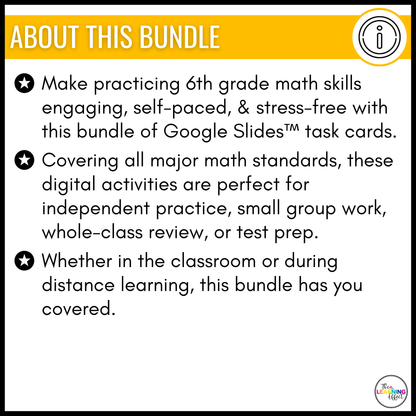 6th Grade Math Google Slides BUNDLE | All Standards Digital Task Cards Activities
