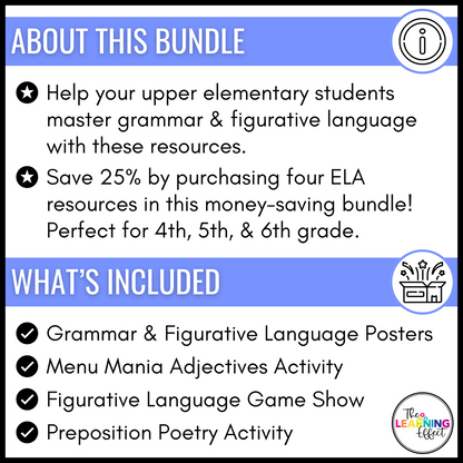 Grammar and Figurative Language Resources BUNDLE | Posters, Game, Activities