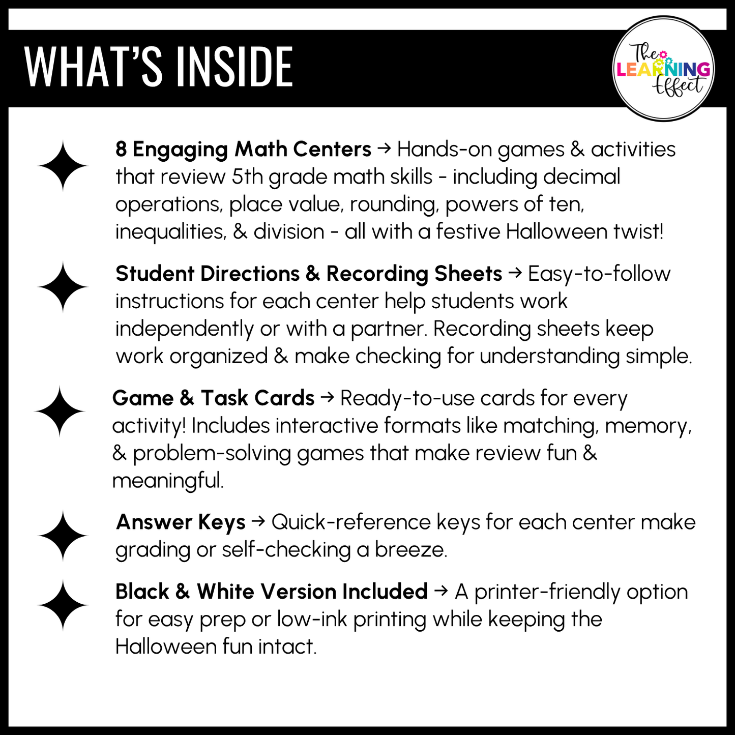 Halloween Math Centers Activities Games 5th Grade | Decimals, Division