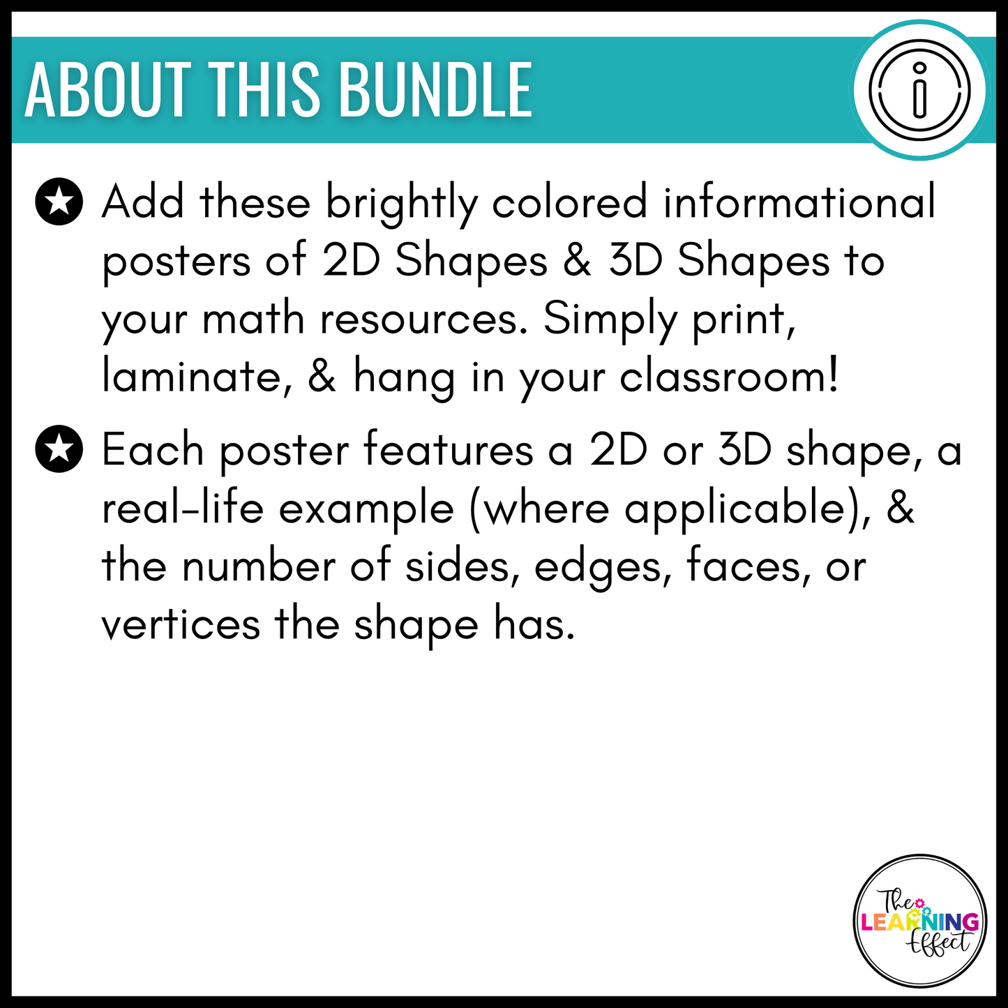2D and 3D Shape Attributes Posters BUNDLE | Geometry Vocabulary Anchor Charts