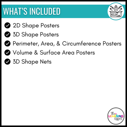 Geometry Posters BUNDLE | 2D and 3D Shapes, Area, Perimeter, and Volume Anchor Charts