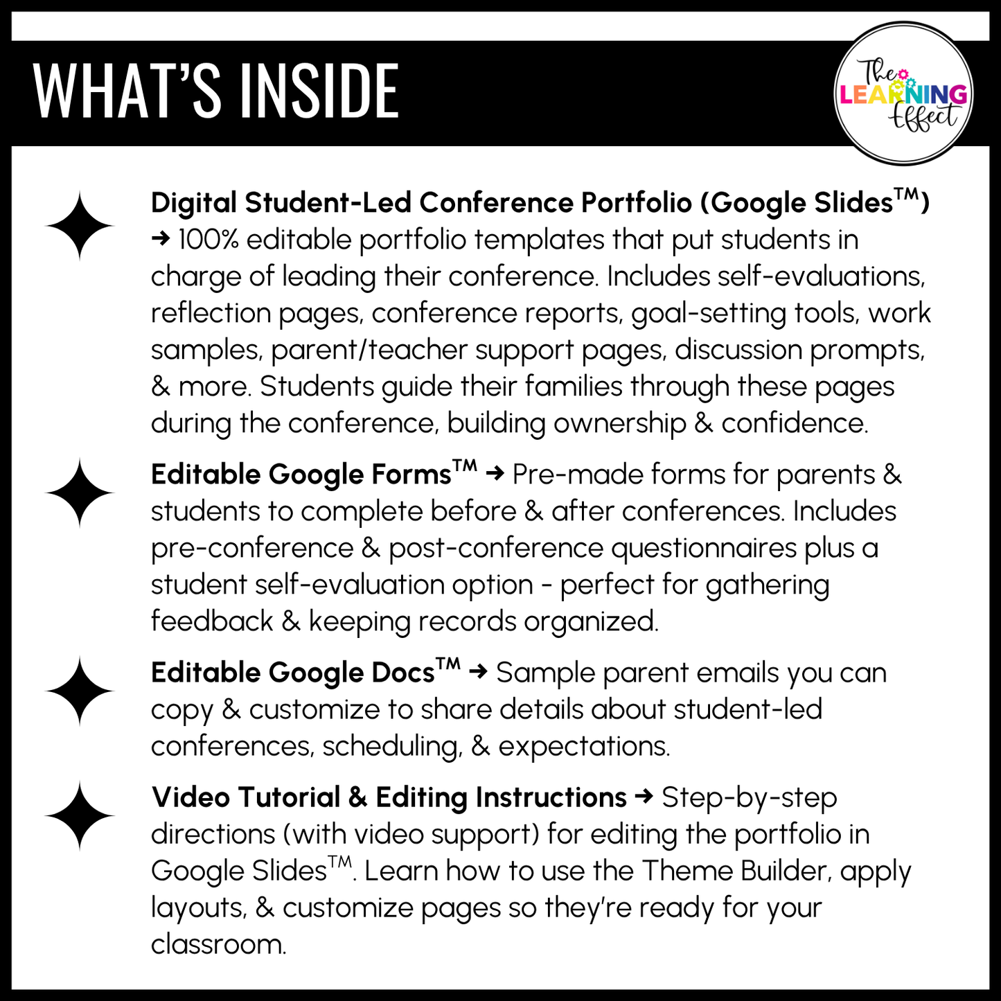 Student Led Conferences Google Slides | Editable Digital Portfolio Virtual Forms