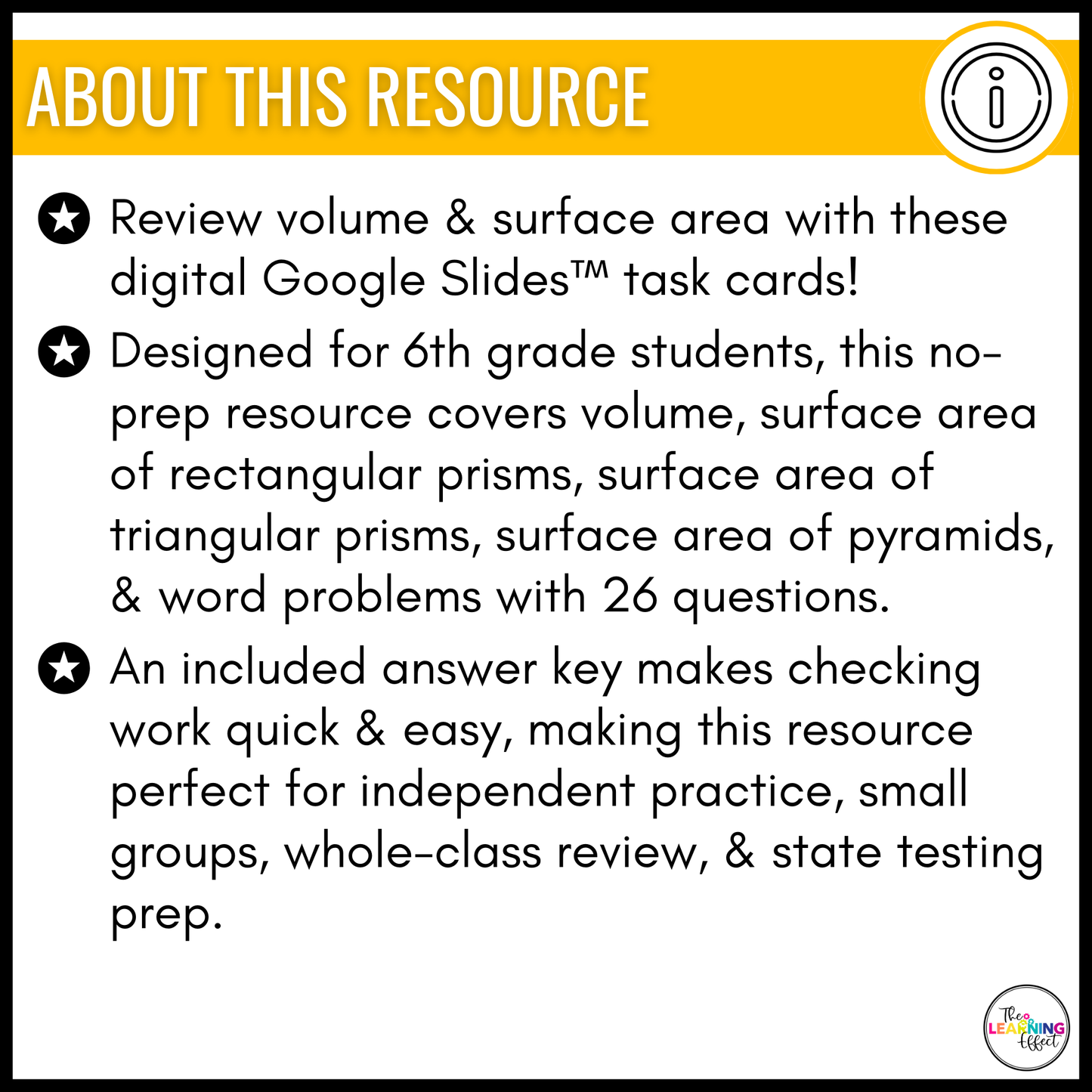Volume and Surface Area Google Slides | 6th Grade Digital Task Cards Activity