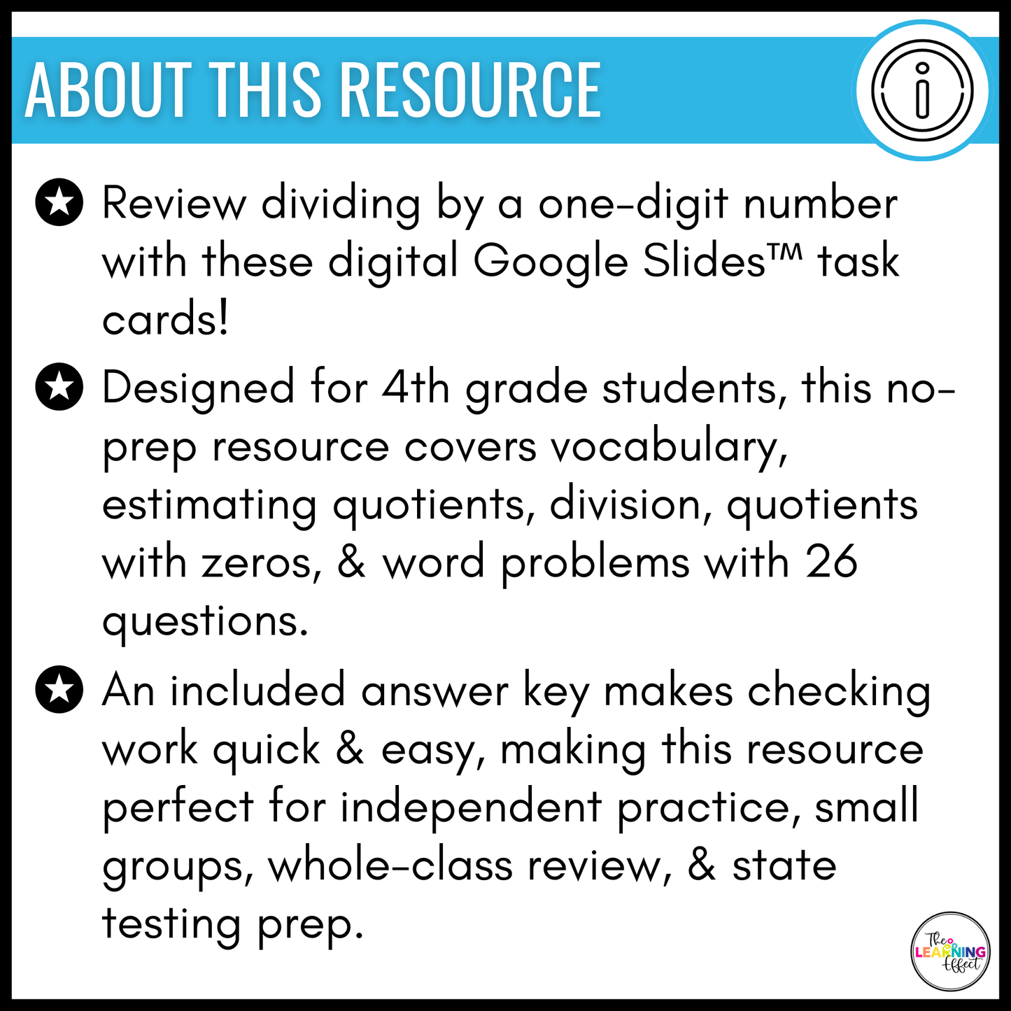 Divide by a One-Digit Number Google Slides | 4th Grade Math Digital Task Cards Division Activity