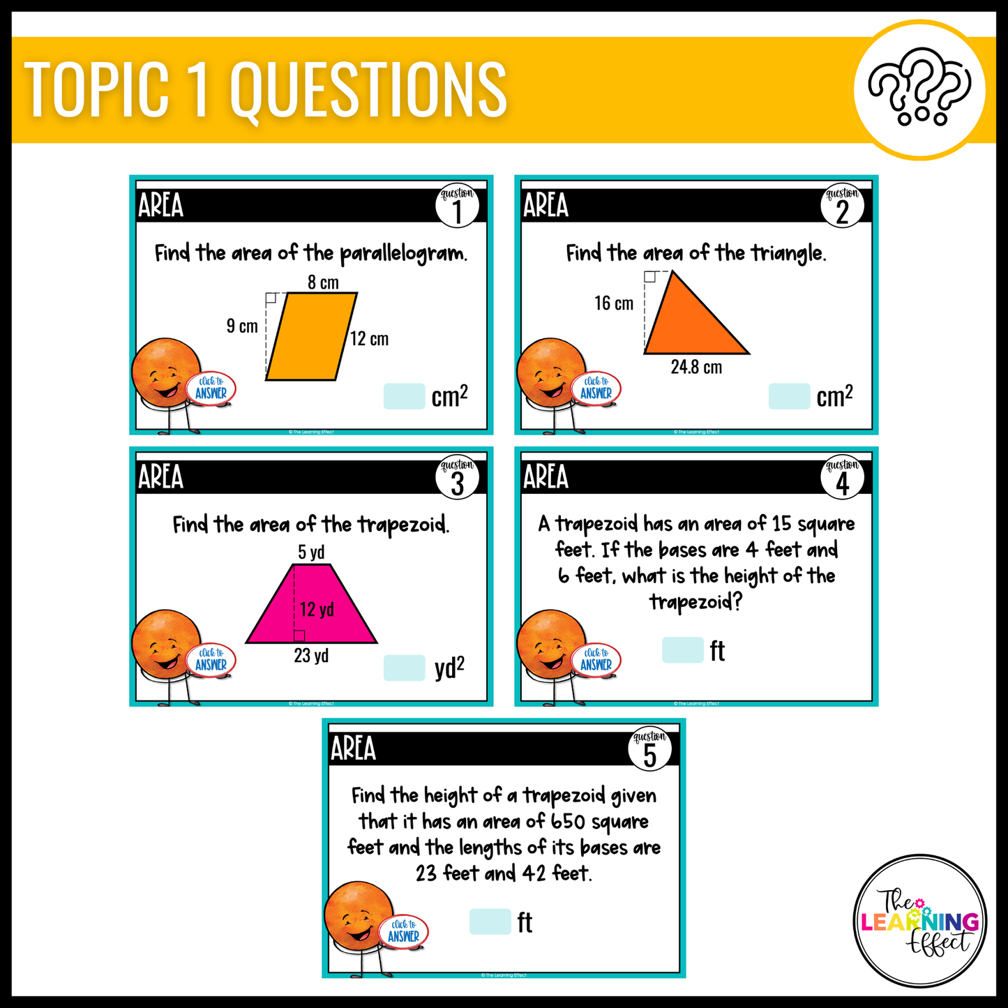 Area Google Slides | 6th Grade Digital Math Review Task Cards Activity | FREE