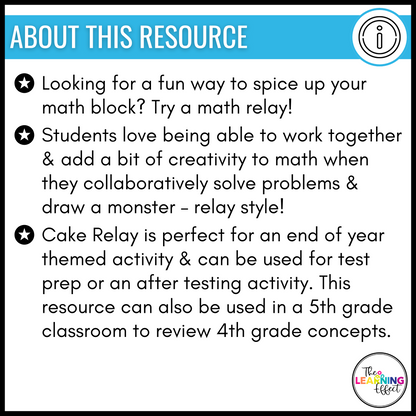 End of the Year Math Game for 4th Grade | Relay Review Test Prep Activity
