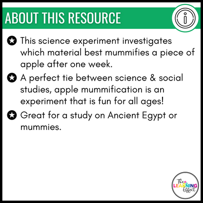 Apple Mummification Science Experiment and Scientific Method Posters