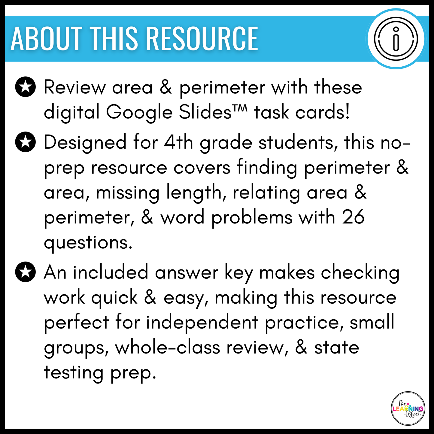Area and Perimeter Google Slides | 4th Grade Math Digital Task Cards Activity
