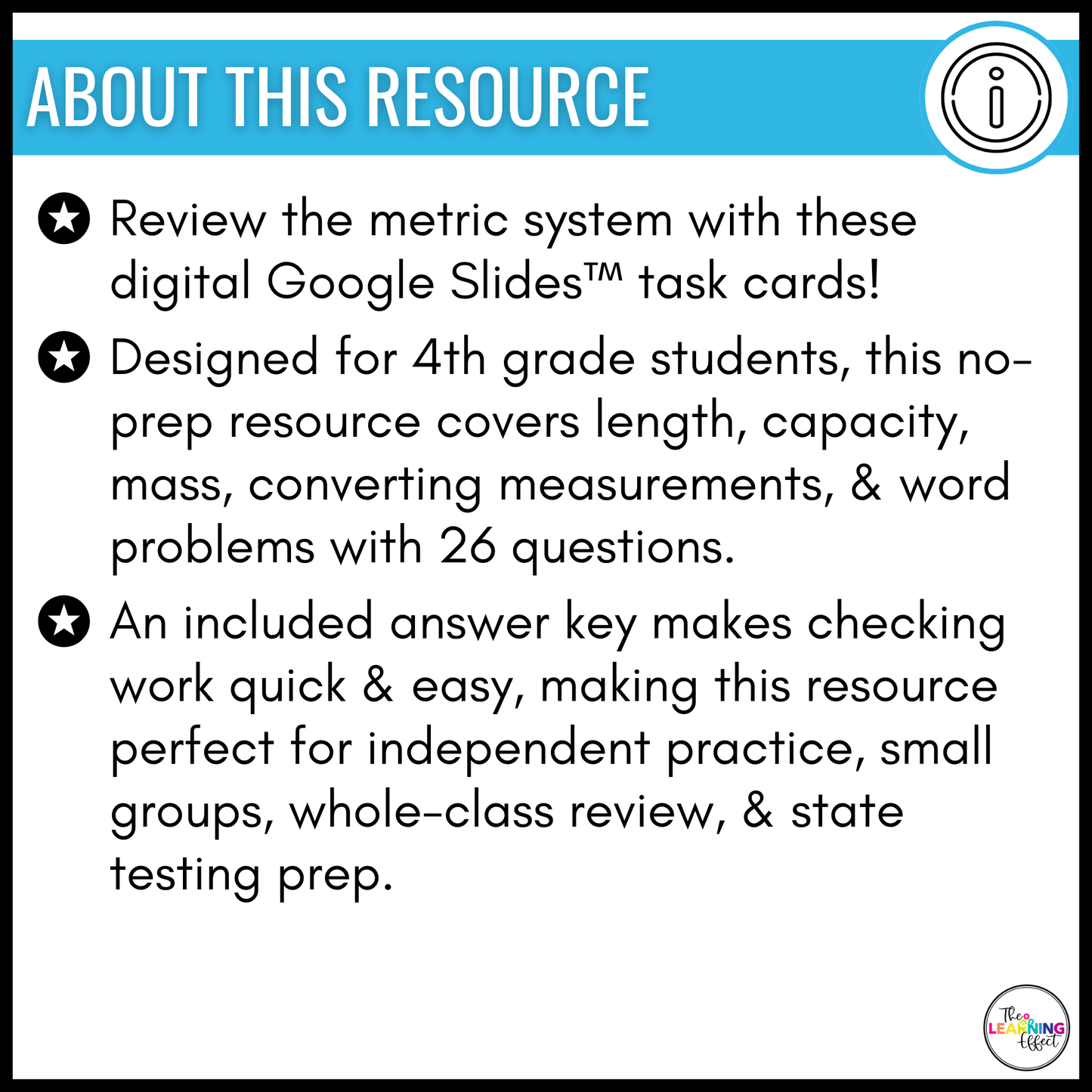 Metric System Measurement Google Slides | 4th Grade Digital Task Cards Activity