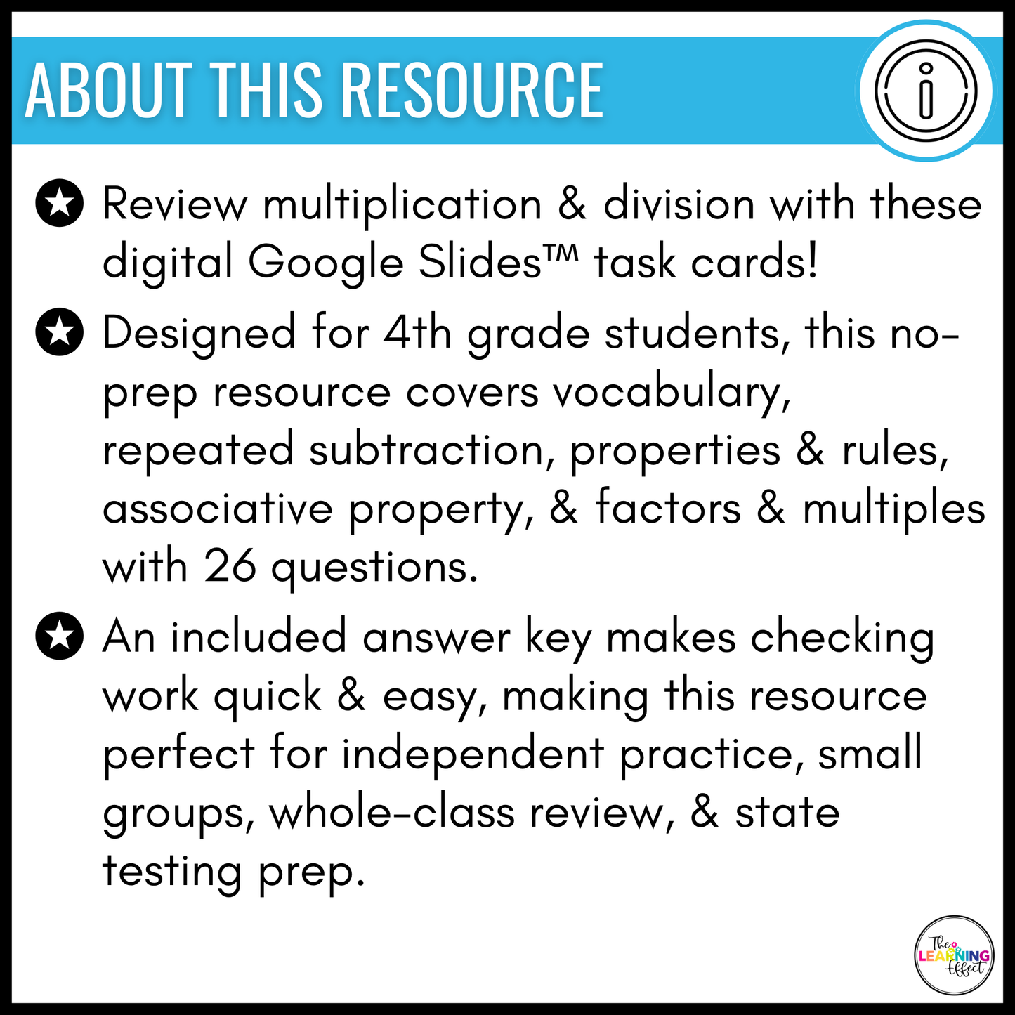 Multiplication and Division Google Slides | 4th Grade Digital Task Cards Activity
