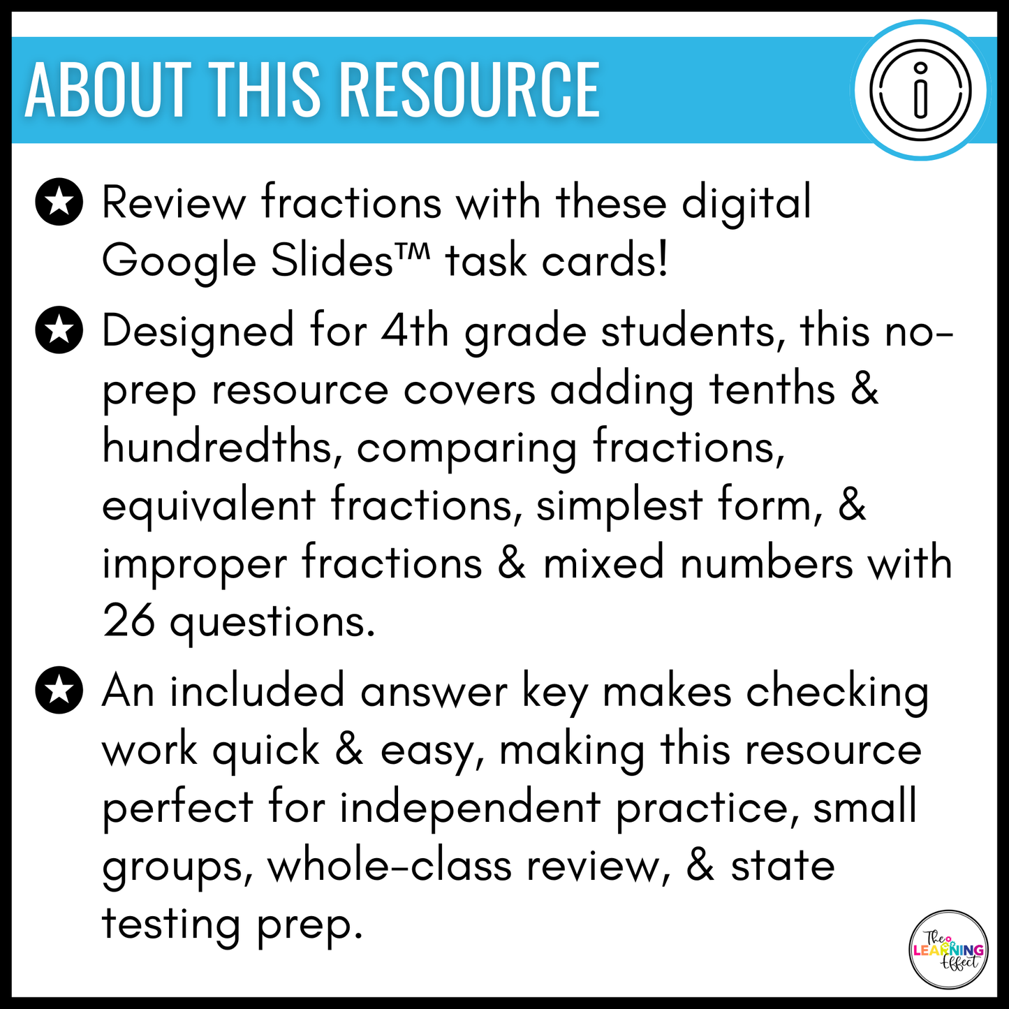 Fractions Google Slides | 4th Grade Math Digital Task Cards Activity